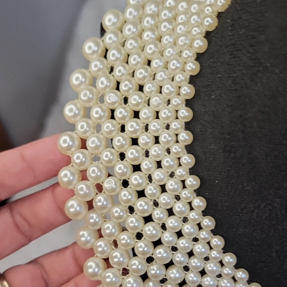 Hong Kong Stamped Pearl Bib Necklace - Picture 4 of 8